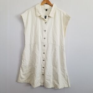 Sleeveless Button-Front Mini Dress - Cream